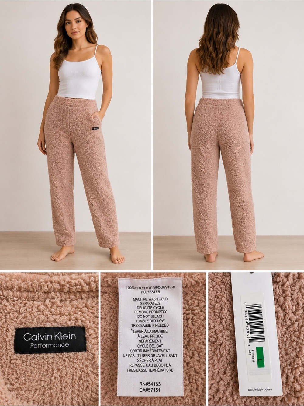 332. Calvin Klein Performance Cozy Sherpa Joggers - Dusty Rose
